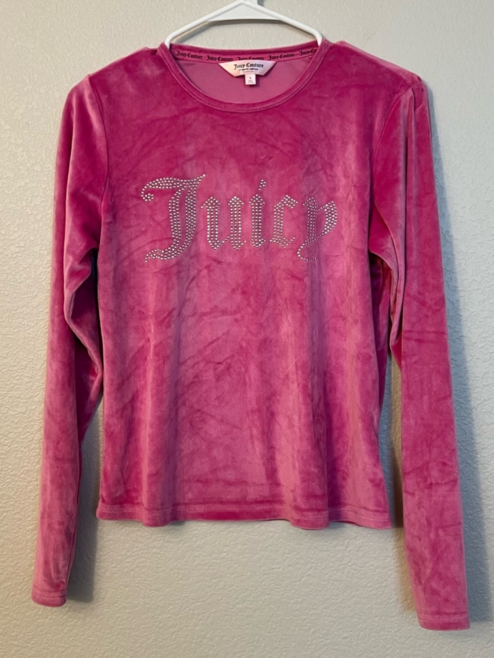 Y2K Juicy Couture Pink Velour Logo Sleep Top Women’s | Size L